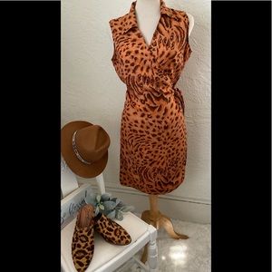 Vintage Sexy Selene Animal Print wrap dress L.
